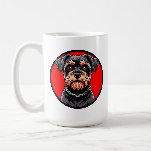 Stiliserad Porträtt av en Svart Terrier Kaffemugg (Vänster)