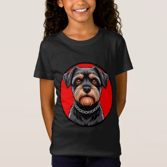 Stiliserad Porträtt av en Svart Terrier T Shirt (Framsida)