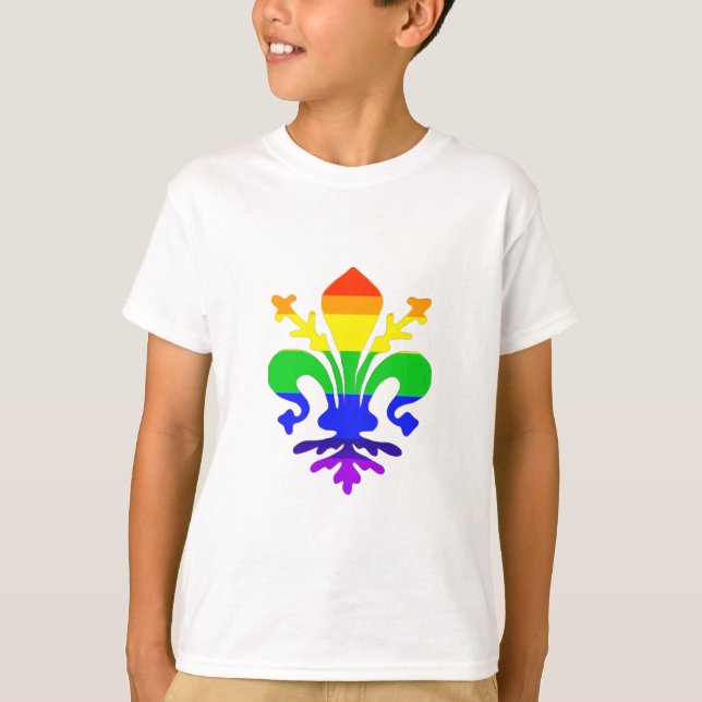 Stiliserad regnbåge Fleur de Lis T-shirt (Framsida)