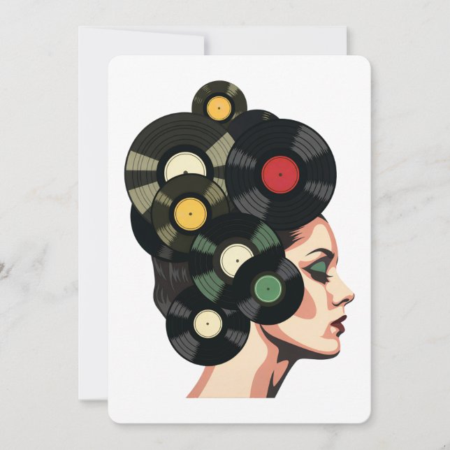 Stiliserad Retro Vinylskiva Affischkonst Inbjudningar (Framsida)