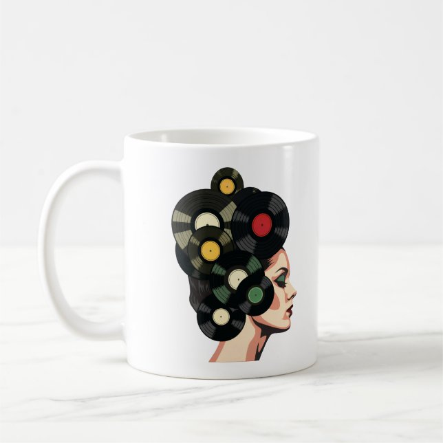 Stiliserad Retro Vinylskiva Affischkonst Kaffemugg (Vänster)
