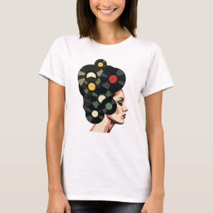 Stiliserad Retro Vinylskiva Affischkonst T Shirt