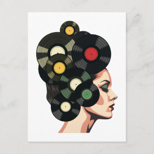 Stiliserad Retro Vinylskiva Affischkonst Vykort
