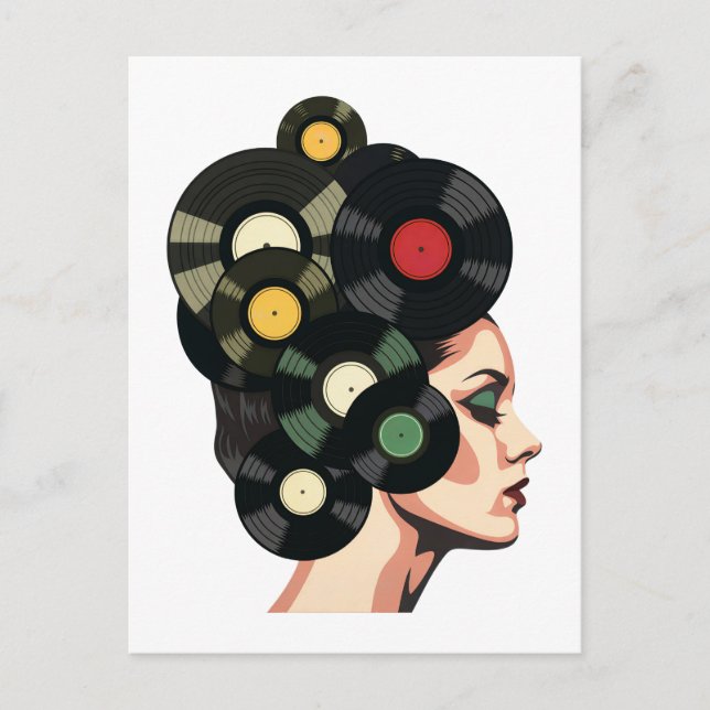Stiliserad Retro Vinylskiva Affischkonst Vykort (Framsida)