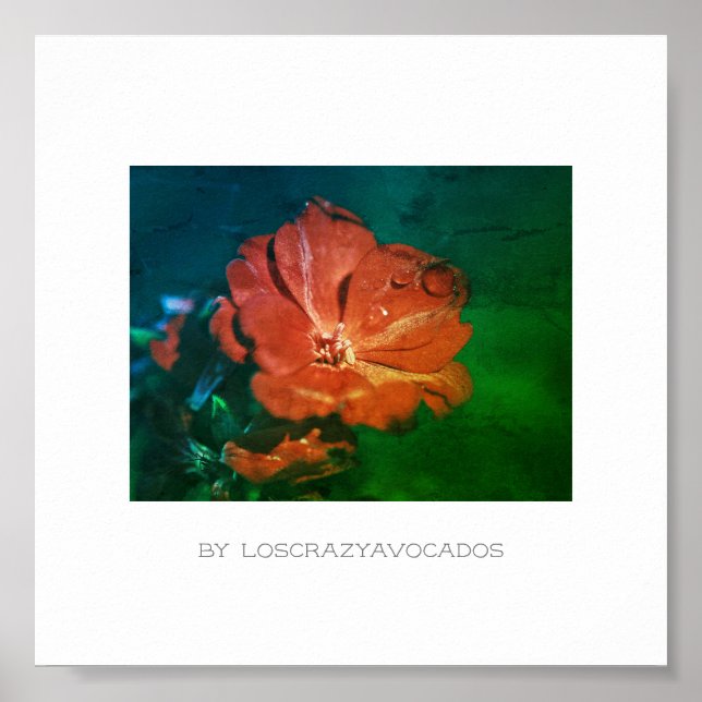 Stiliserad röd Grönt Geranium Flower Poster (Framsidan)