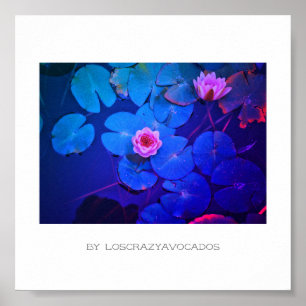 Stiliserad Rosa Vatten Lily Flowers Plants Poster