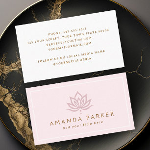 Stiliserad rosa yoga-läkning av lotus-blommor visitkort