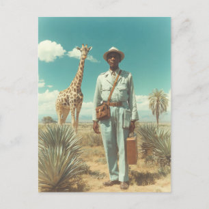 Stiliserad Safariporträtt Giraff Ökenlandskap Vykort