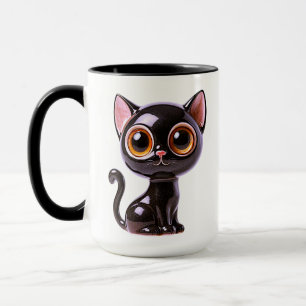 Stiliserad sittande svart katt mugg