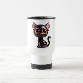 Stiliserad sittande svart katt, resemugg