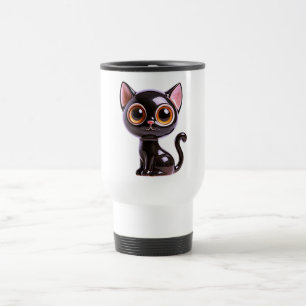 Stiliserad sittande svart katt, resemugg