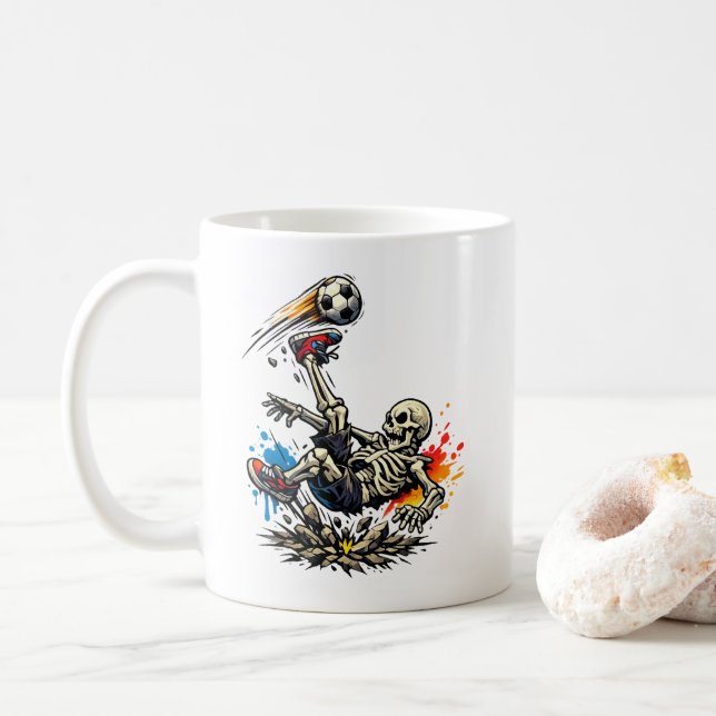 Stiliserad Skelett Cykelspark Fotbollsmugg | Rolig Kaffemugg (Med munk)