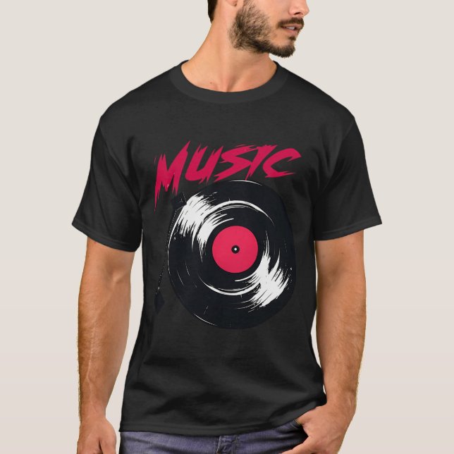 Stiliserad skivinspelare illustration t shirt (Framsida)