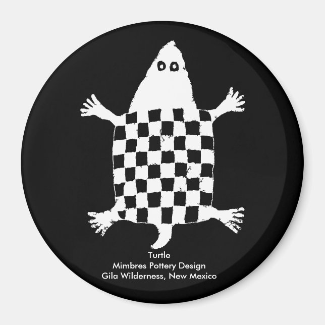 Stiliserad sköldpadda - Mimbres Pottery Design Magnet (Framsidan)