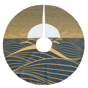 Stiliserad sol-måne, illustration av mörkens hav. julgransmatta borstad polyester