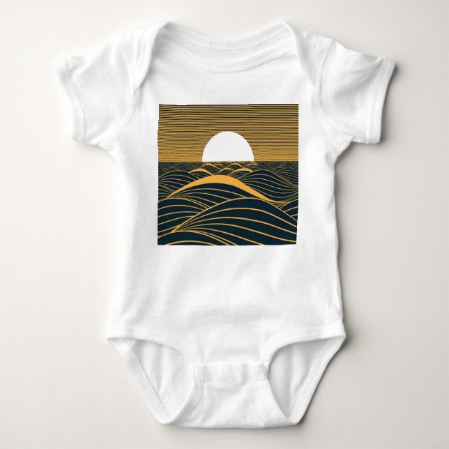 Stiliserad sol-måne, illustration av mörkens hav. t shirt (Framsida)