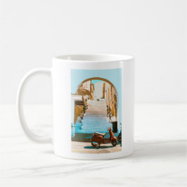 Stiliserad sommar kusttrappa arkitektur kaffemugg