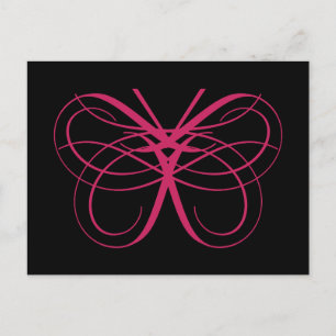 Stiliserad Söt Butterfly-kontur i Rosa Vykort