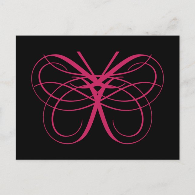 Stiliserad Söt Butterfly-kontur i Rosa Vykort (Framsida)