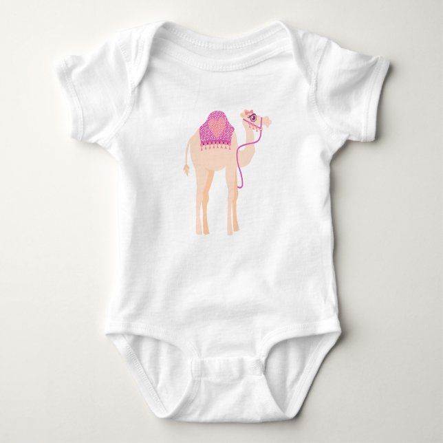 Stiliserad söt grafisk enhöckrig kamel t-shirt (Framsida)
