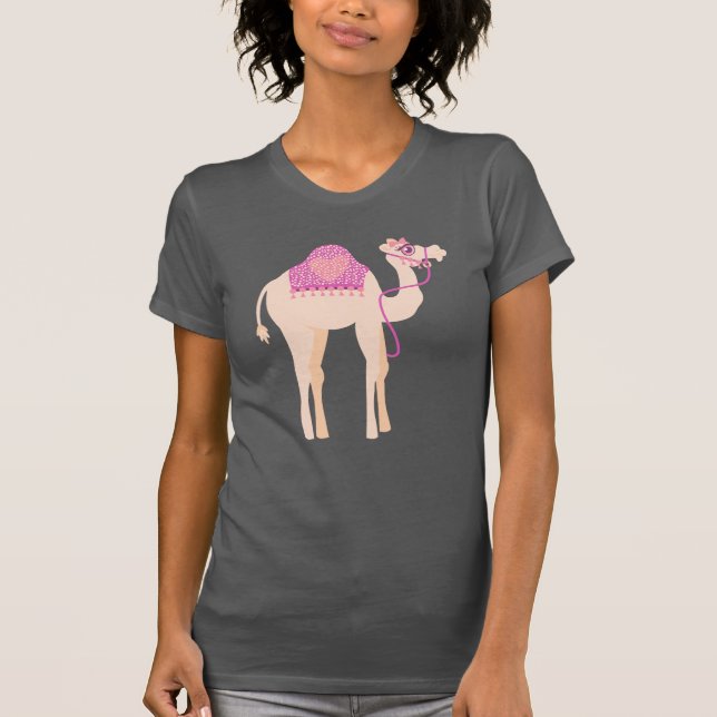 Stiliserad söt grafisk enhöckrig kamel t-shirt (Framsida)