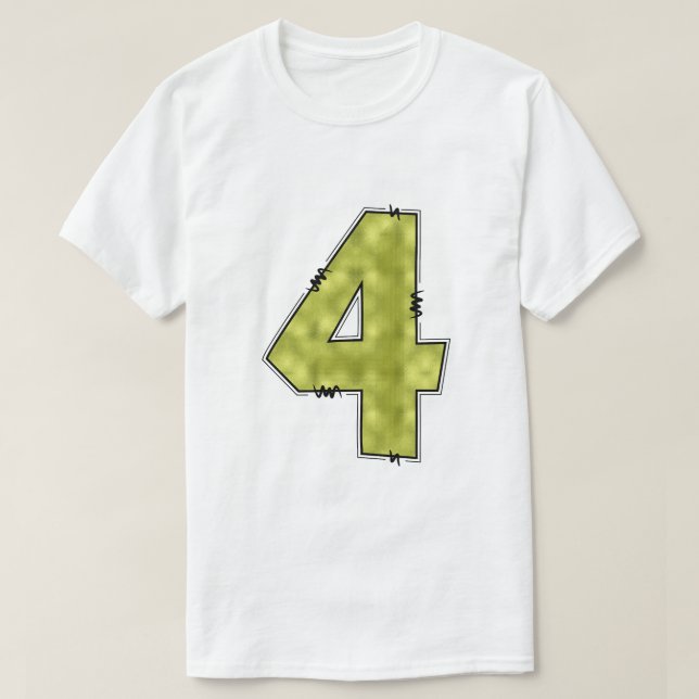 Stiliserad sticksömsnummer 4 grafisk t-shirt (Design framsida)