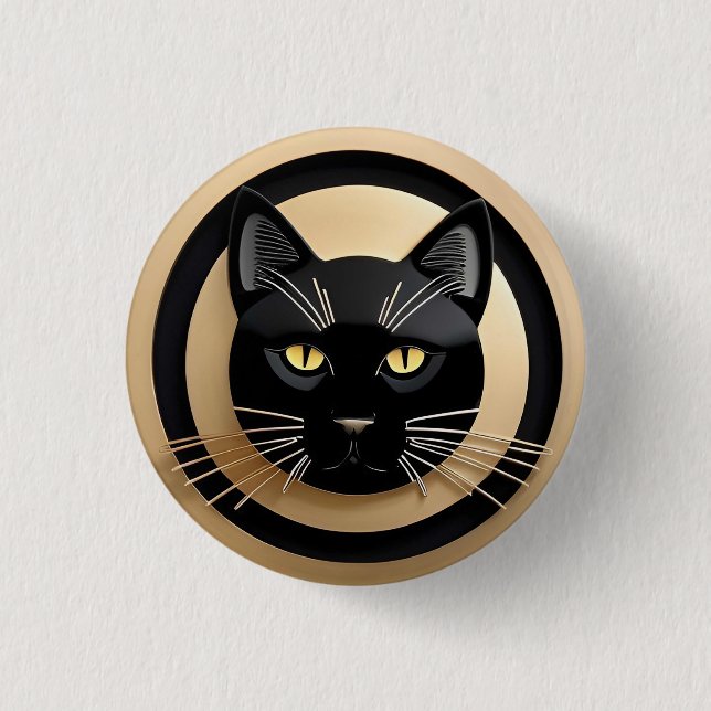 Stiliserad svart kattillustration knapp (Framsida)