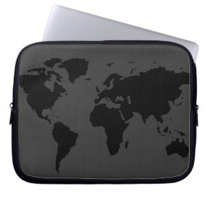 stiliserad svart världskarta laptop sleeve