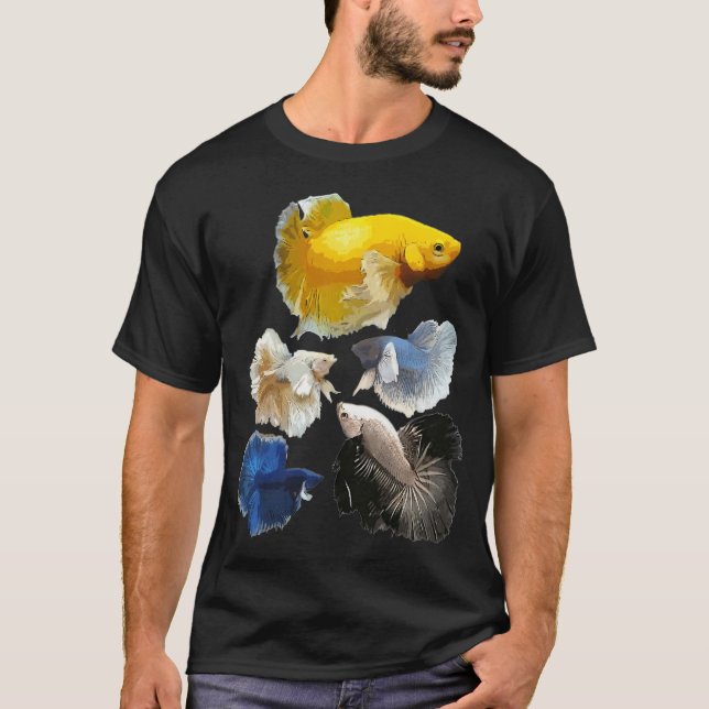 Stiliserad teal och silver tropisk fiskillustratio t shirt (Framsida)