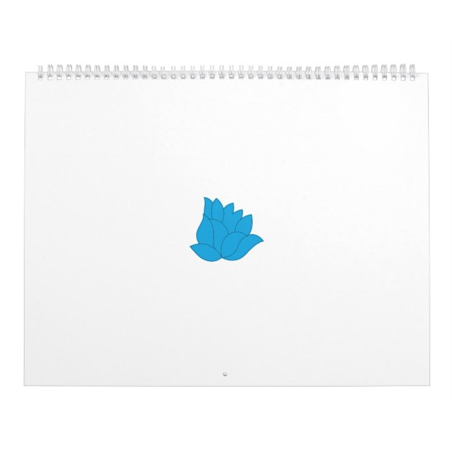 Stiliserad, tealblåsblå blomma med överlappande kalender (Omslag)