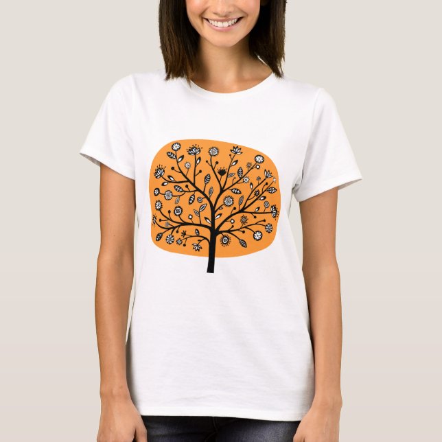 Stiliserad Träd - lätt Orange T-shirt (Framsida)