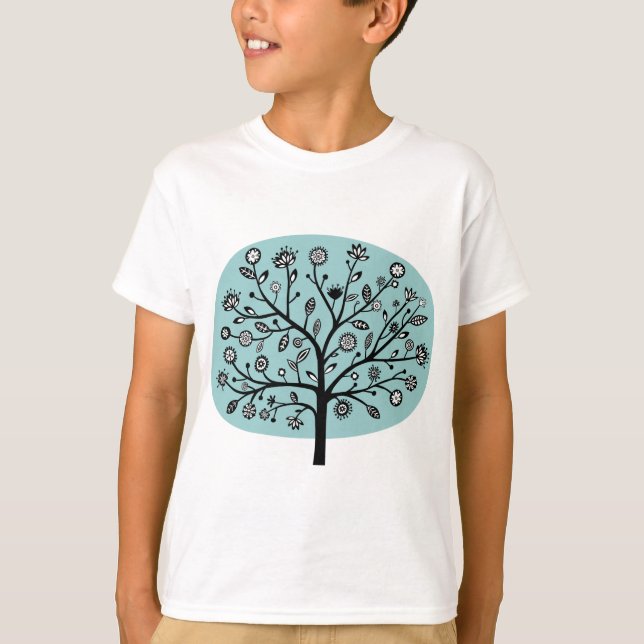 Stiliserad Träd - ljusblå Grönt T-shirt (Framsida)