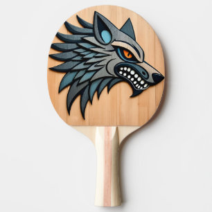 Stiliserad tribal vargkonst med orange ögon pingisracket