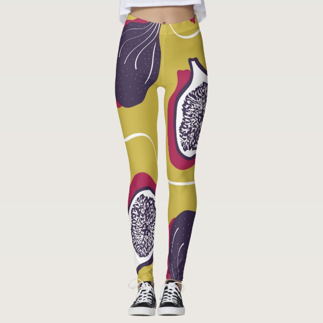 Stiliserad Vintage av bilder Vegetable Print Leggings (Framsida)