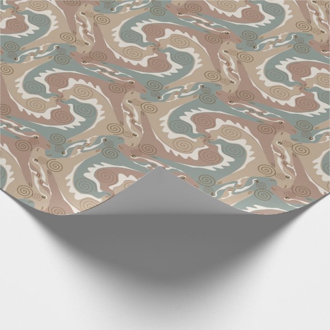 Stiliserad Virvlande Harar Tesselation 6 Omslag P Presentpapper (Hörn)