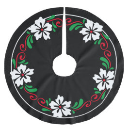 Stiliserad vit Hibiscus Blomsterkrans - andedräkt Julgransmatta Borstad Polyester