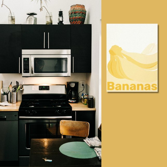 Stiliserade bananer Gulvit kök vägg  Canvastryck (Stylized Bananas Yellowish-White Kitchen Wall Canvas Print)
