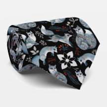 Stiliserade blå rävar med invecklad blomdesign