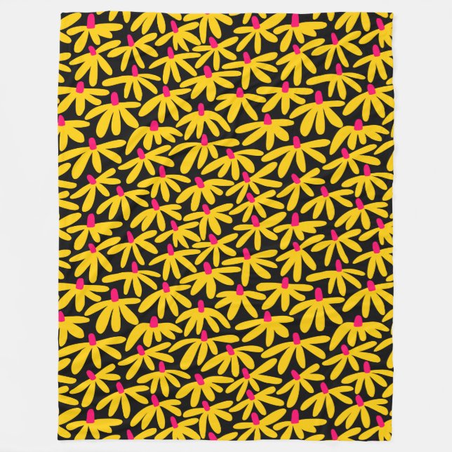 Stiliserade blommor - Amber, Crimson och Black Fleecefilt (Framsidan)