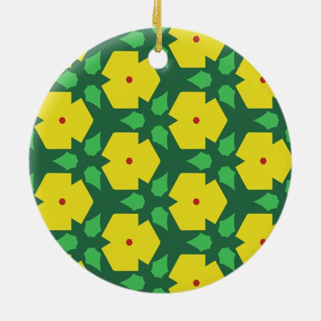 Stiliserade blommor julgransprydnad keramik (Baksidan)