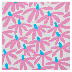 Stiliserade blommor - Rosa, Himlar Blue och White Tyg