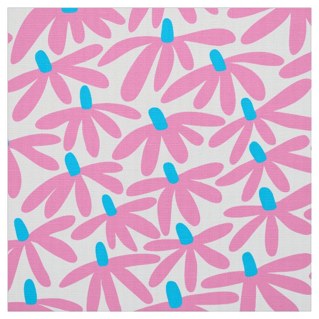 Stiliserade blommor - Rosa, Himlar Blue och White Tyg (Provkarta)