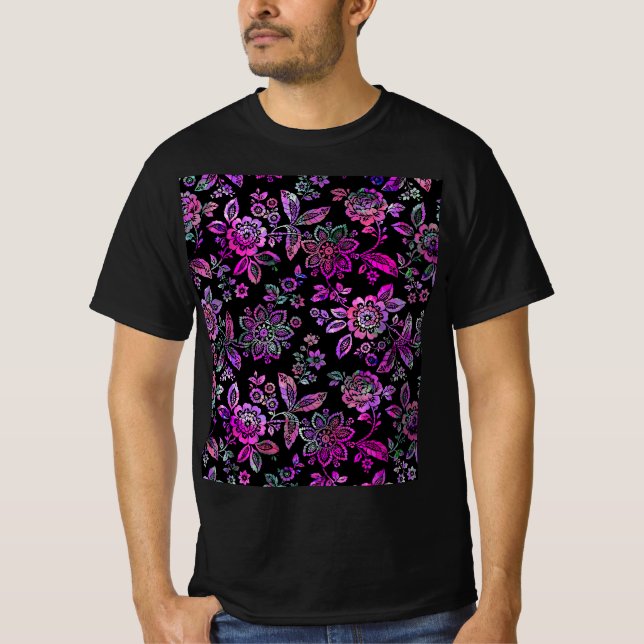 Stiliserade blommor t shirt (Framsida)