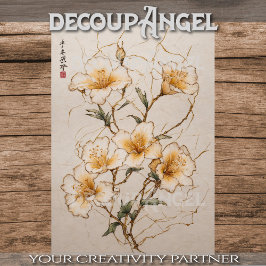 Stiliserade Golden Flowers - Decoupage -