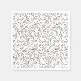 Stiliserade graciösa linjära grenar med blad pappersservett