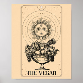Stiliserade graverade sol rikliga frukter Vegan Poster
