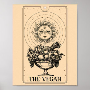 Stiliserade graverade sol rikliga frukter Vegan Poster