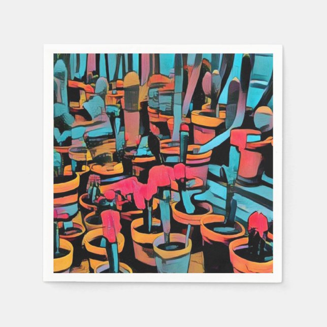 Stiliserade kaktuskrukor Pappersservett (Framsidan)