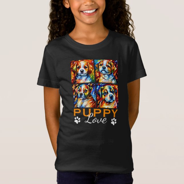 Stiliserade kute Puppies T-Shirt (Framsida)