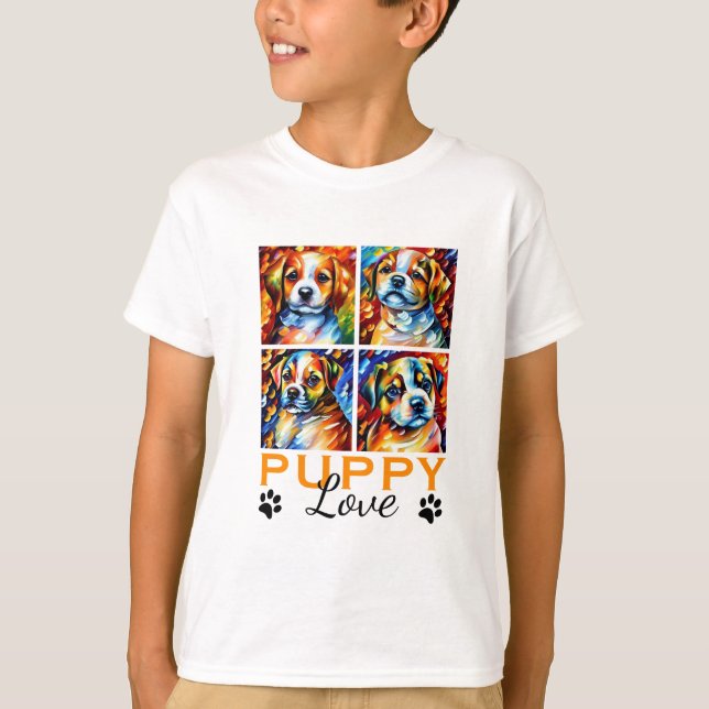 Stiliserade kute Puppies T-Shirt (Framsida)
